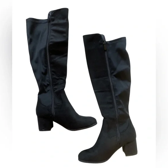 Black Knee high faux suede boots, size 7 - Picture 11 of 11